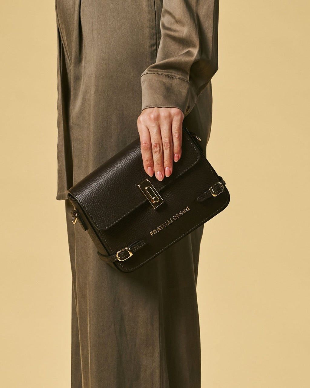 Mirella (dark brown) - Italian calf leather women's crossbody bag (with shoulder strap) - Che Cose Belle