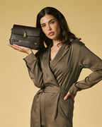 Mirella (dark brown) - Italian calf leather women's crossbody bag (with shoulder strap) - Che Cose Belle