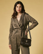 Mirella (dark brown) - Italian calf leather women's crossbody bag (with shoulder strap) - Che Cose Belle