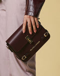 Mirella (eggplant) - Italian calf leather women's crossbody bag (with shoulder strap) - Che Cose Belle