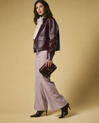 Mirella (eggplant) - Italian calf leather women's crossbody bag (with shoulder strap) - Che Cose Belle