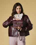 Mirella (eggplant) - Italian calf leather women's crossbody bag (with shoulder strap) - Che Cose Belle