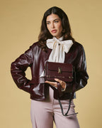 Mirella (eggplant) - Italian calf leather women's crossbody bag (with shoulder strap) - Che Cose Belle