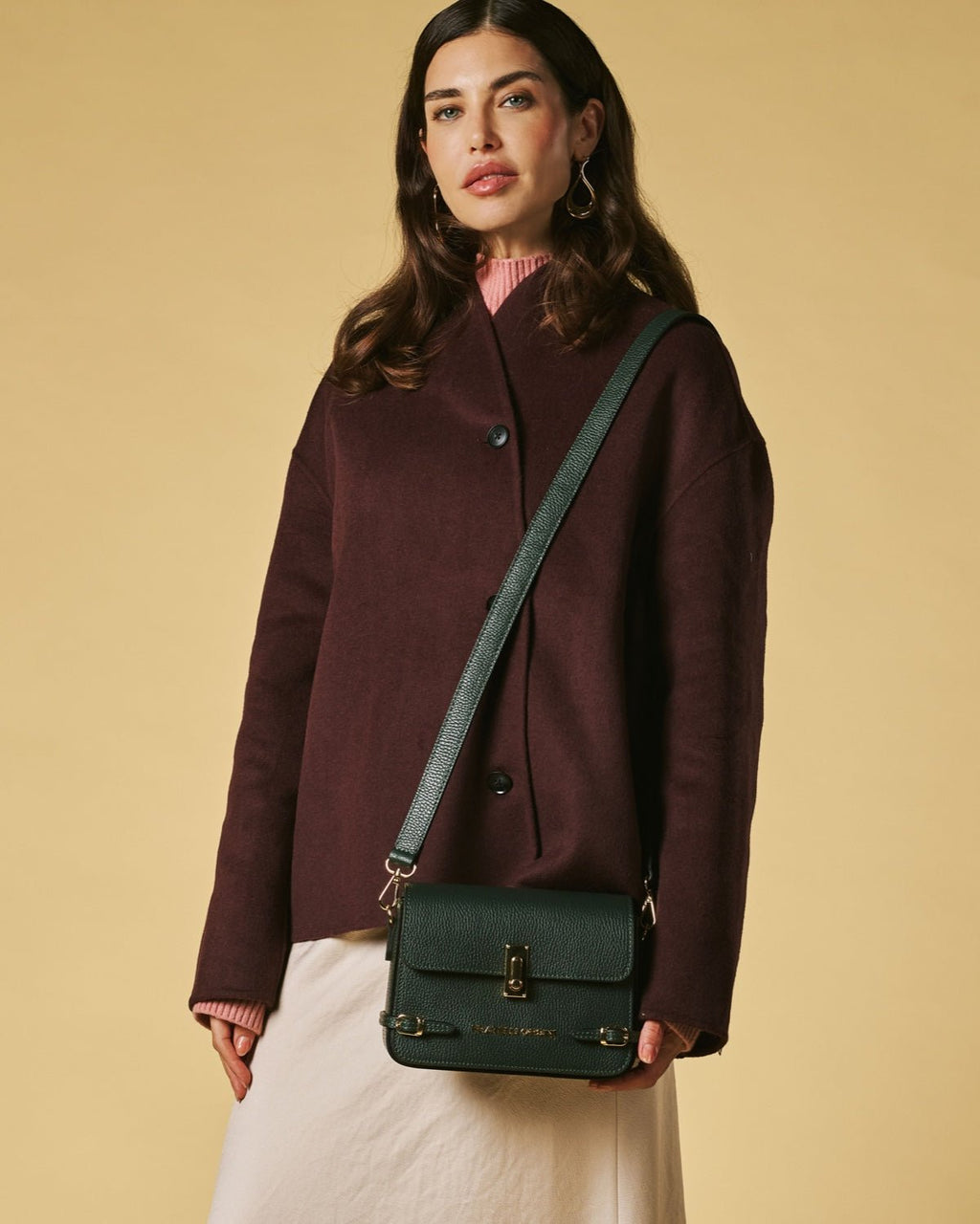 Mirella (green) - Italian calf leather women's crossbody bag (with shoulder strap) - Che Cose Belle