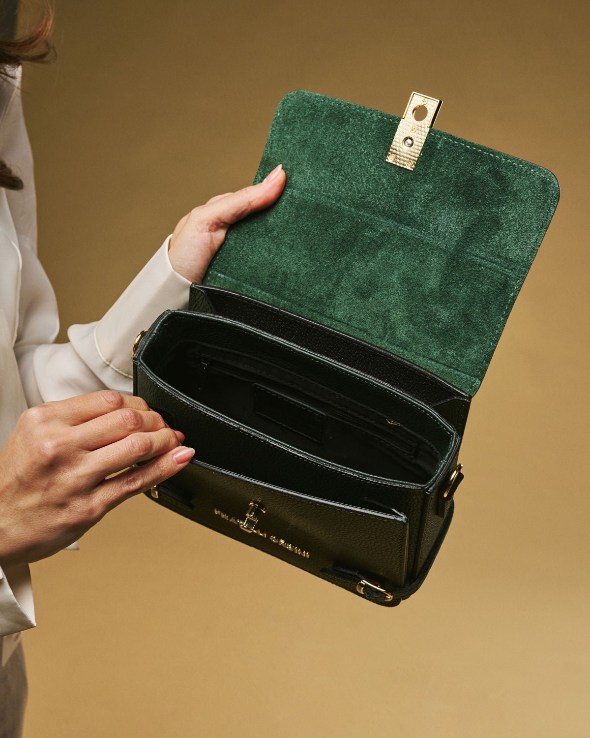 Mirella (green) - Italian calf leather women's crossbody bag (with shoulder strap) - Che Cose Belle