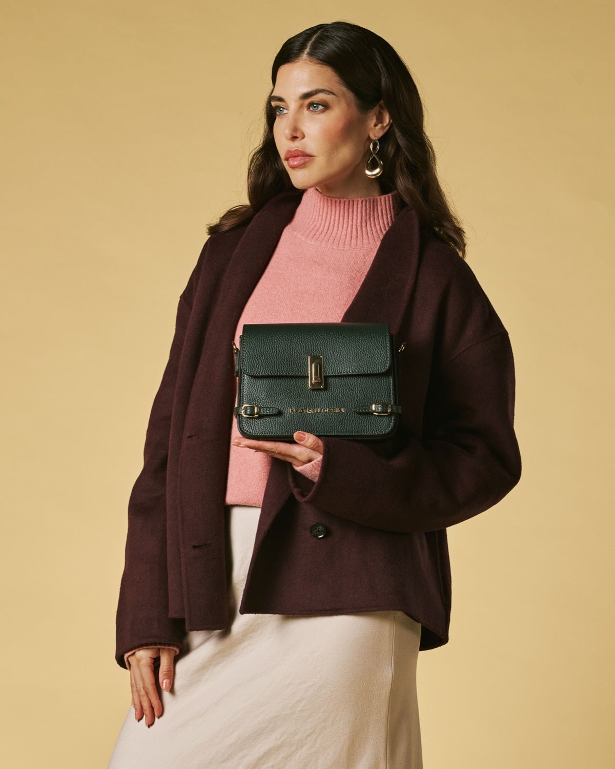 Mirella (green) - Italian calf leather women's crossbody bag (with shoulder strap) - Che Cose Belle
