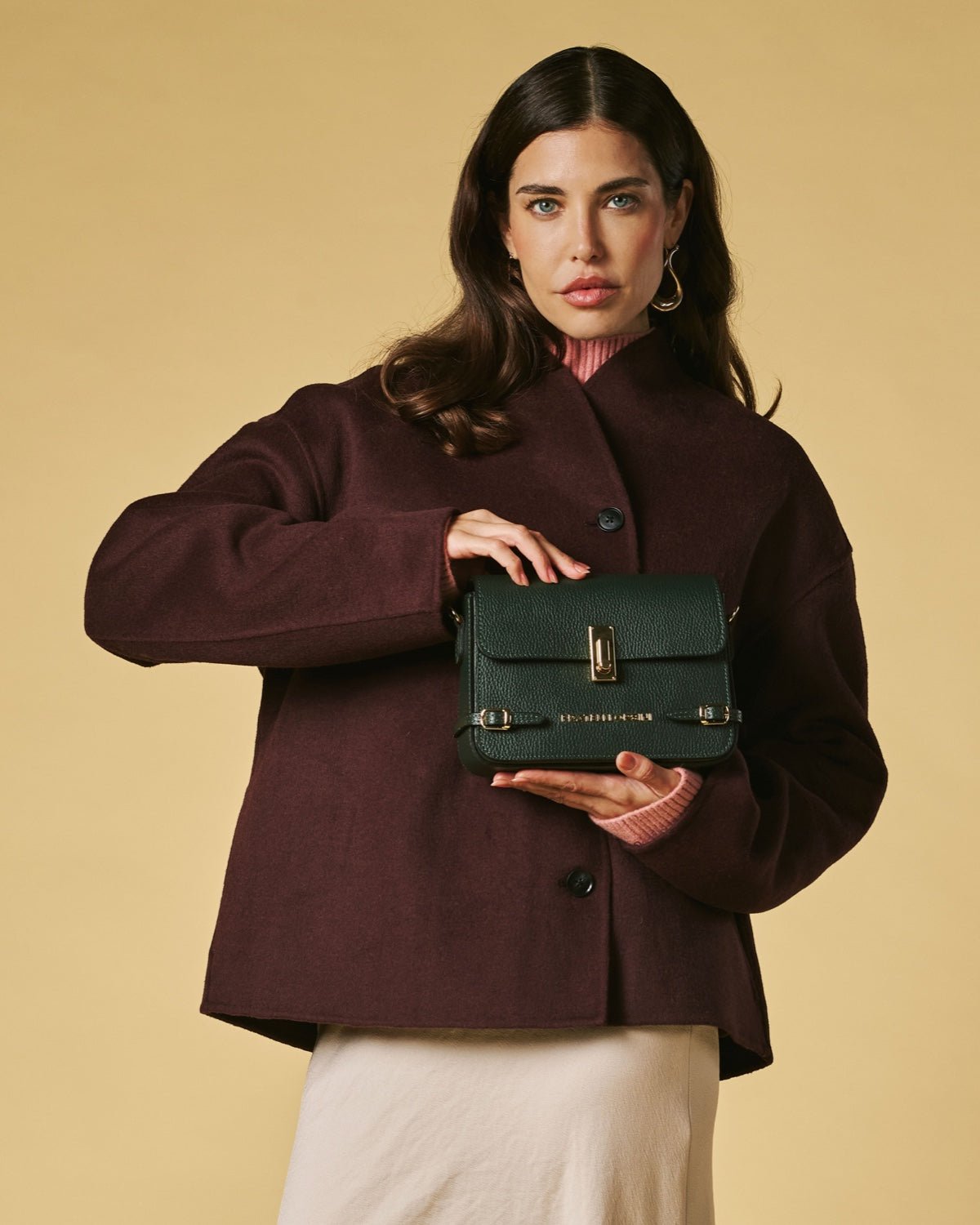 Mirella (green) - Italian calf leather women's crossbody bag (with shoulder strap) - Che Cose Belle