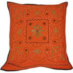 Mirror Work Aari Embroidered Cushion Cover Boho Handmade