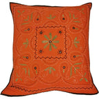 Mirror Work Aari Embroidered Cushion Cover Boho Handmade