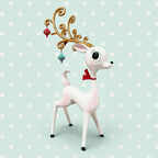 Miss Fluff 21" Retro White Miss Deer With Ornament Antlers Christmas Decor *SHIPS JULY - Che Cose Belle