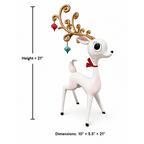 Miss Fluff 21" Retro White Miss Deer With Ornament Antlers Christmas Decor *SHIPS JULY