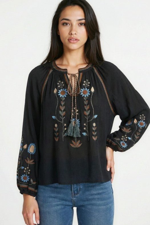 Miss Sparkling Bohemian Embroidered Floral Blouse - Che Cose Belle