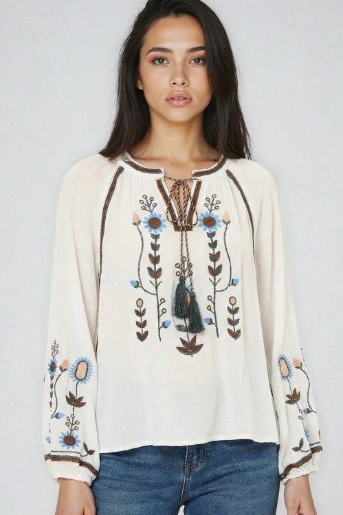 Miss Sparkling Bohemian Embroidered Floral Blouse - Che Cose Belle