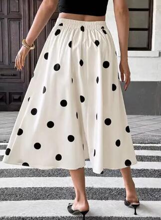 Miss Sparkling Retro Polka Dot Button-Front Midi Skirt - Che Cose Belle