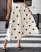 Miss Sparkling Retro Polka Dot Button-Front Midi Skirt - Che Cose Belle