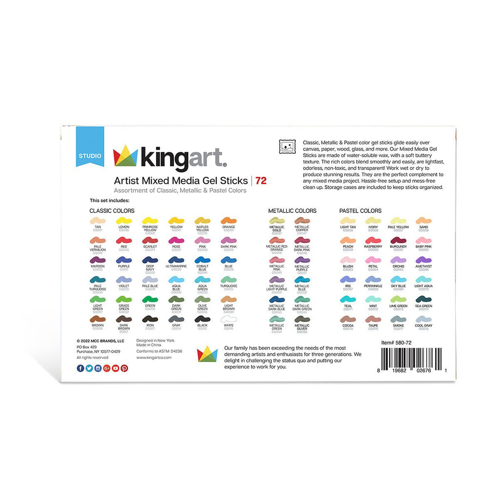 Mixed Media Gel Stick Crayons - 72 Colors - Che Cose Belle