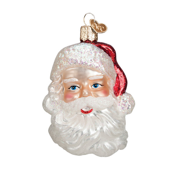 Mid Century Santa Head Glass Ornament