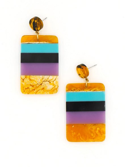 Mod Resin Color Block Earrings - Che Cose Belle