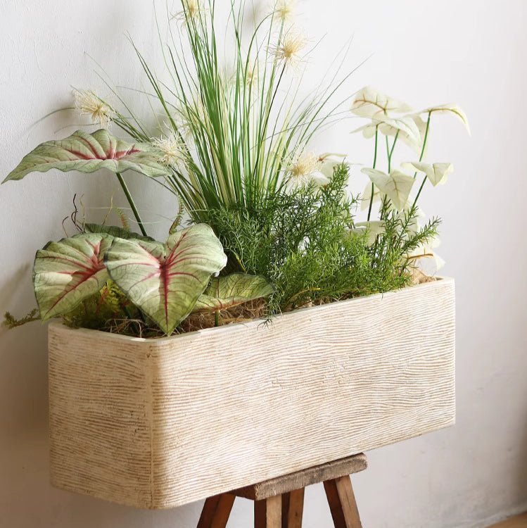 Modern Rectangular Textured Planter - Che Cose Belle