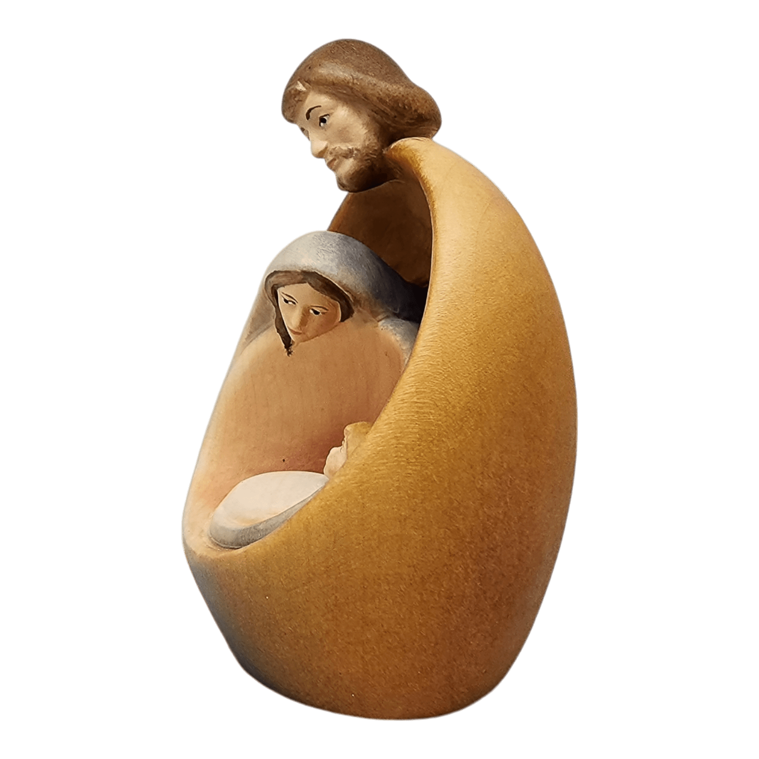 Modern Style Holy Family Carved Nativity - Color - 4.5 Inch - with Faces - Che Cose Belle