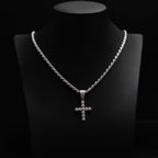 Moissanite Round Shaped Tennis Cross Pendant 925 Sterling Silver - Che Cose Belle