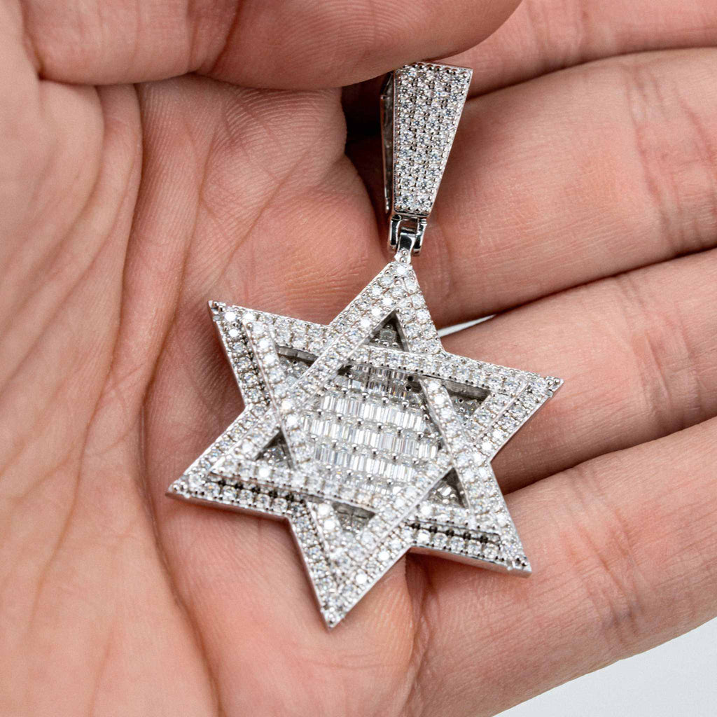 Moissanite Star Of David Pendant Solid 925 Sterling Silver - Che Cose Belle