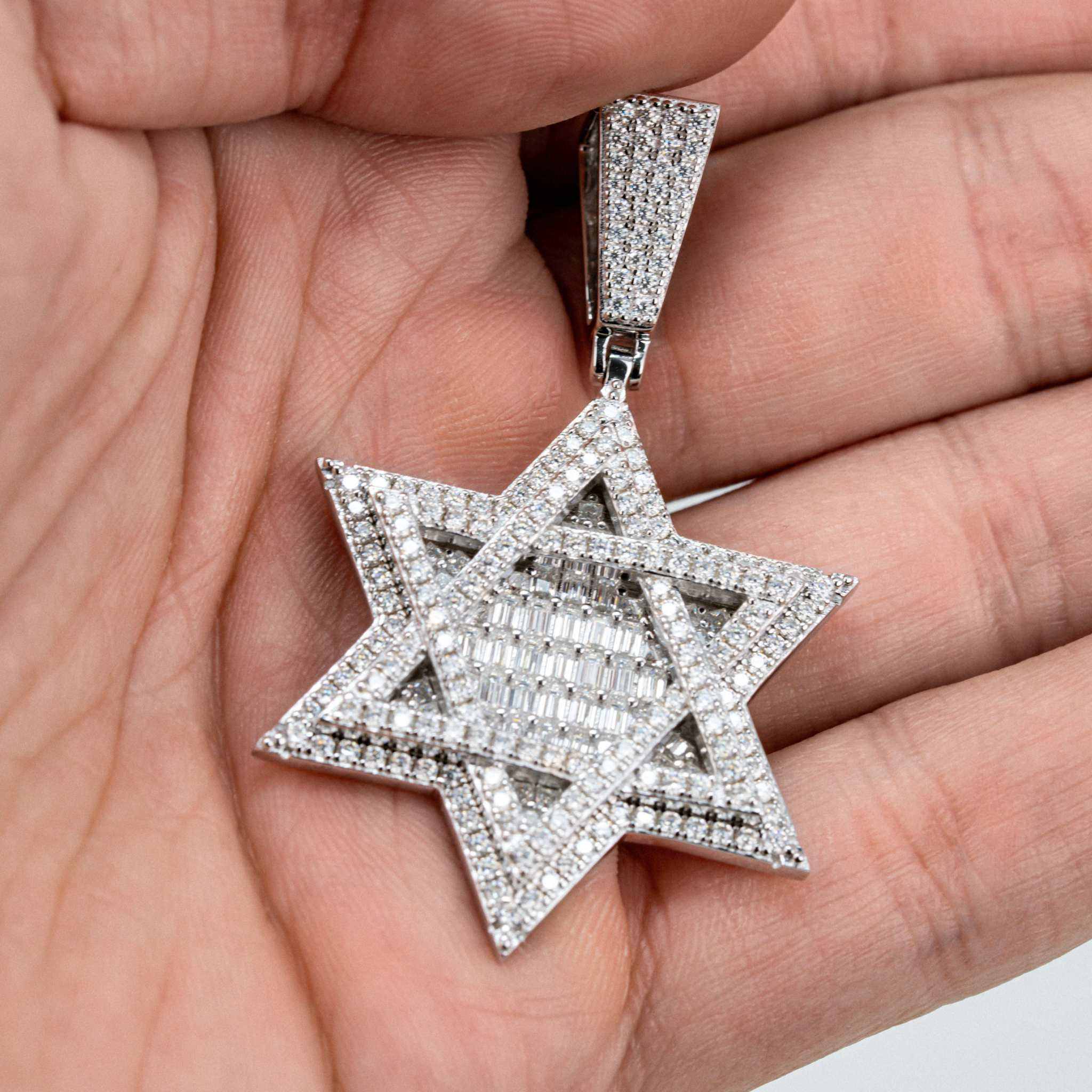 Moissanite Star Of David Pendant Solid 925 Sterling Silver - Che Cose Belle