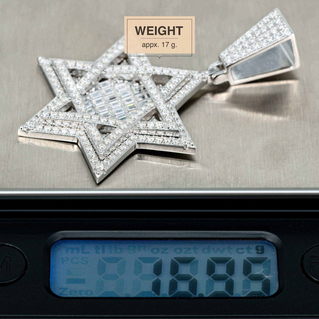 Moissanite Star Of David Pendant Solid 925 Sterling Silver - Che Cose Belle