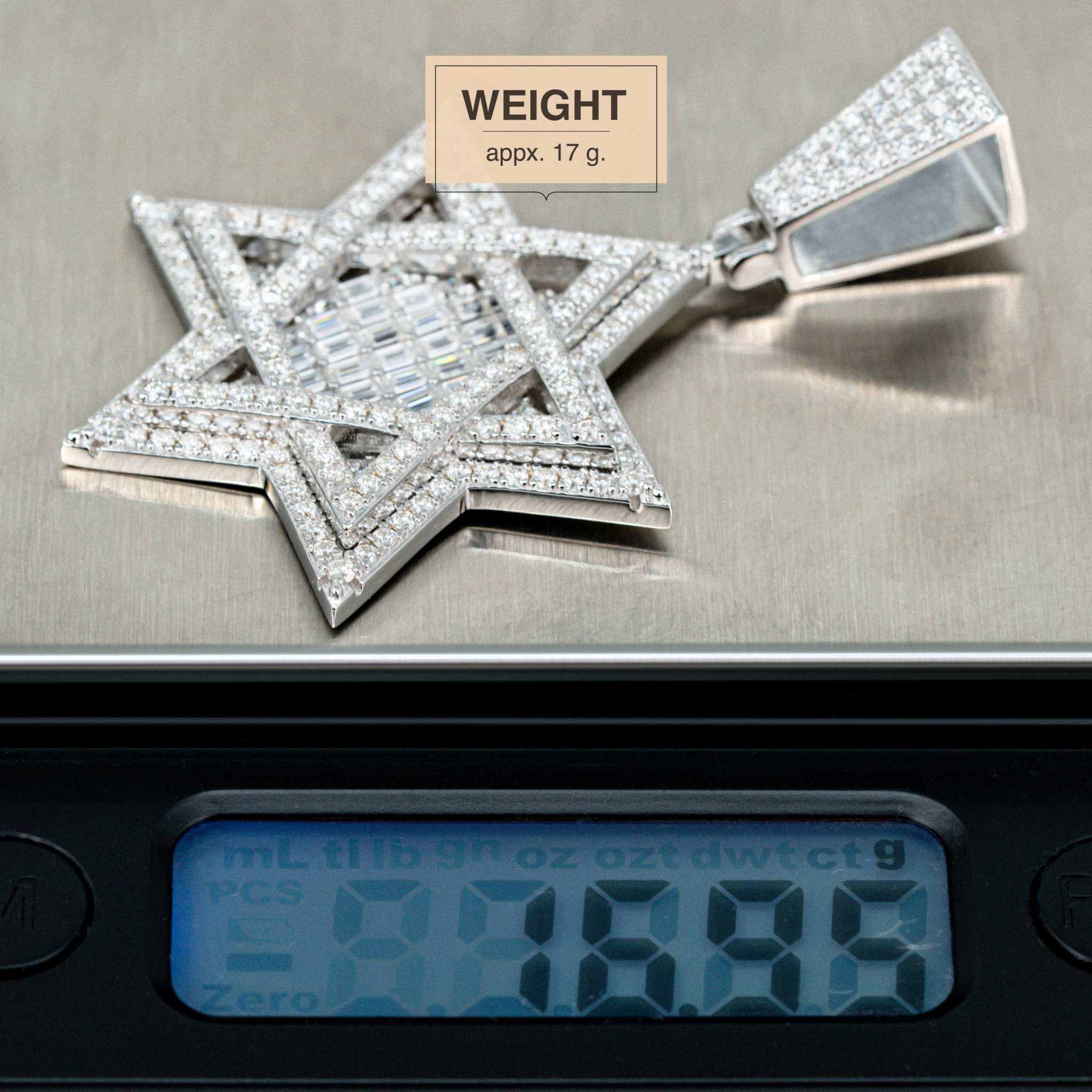 Moissanite Star Of David Pendant Solid 925 Sterling Silver - Che Cose Belle