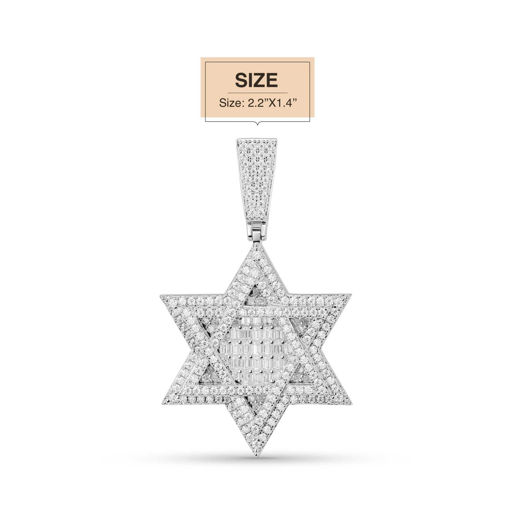 Moissanite Star Of David Pendant Solid 925 Sterling Silver - Che Cose Belle