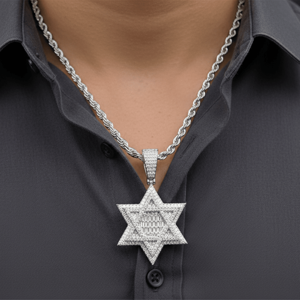 Moissanite Star Of David Pendant Solid 925 Sterling Silver - Che Cose Belle