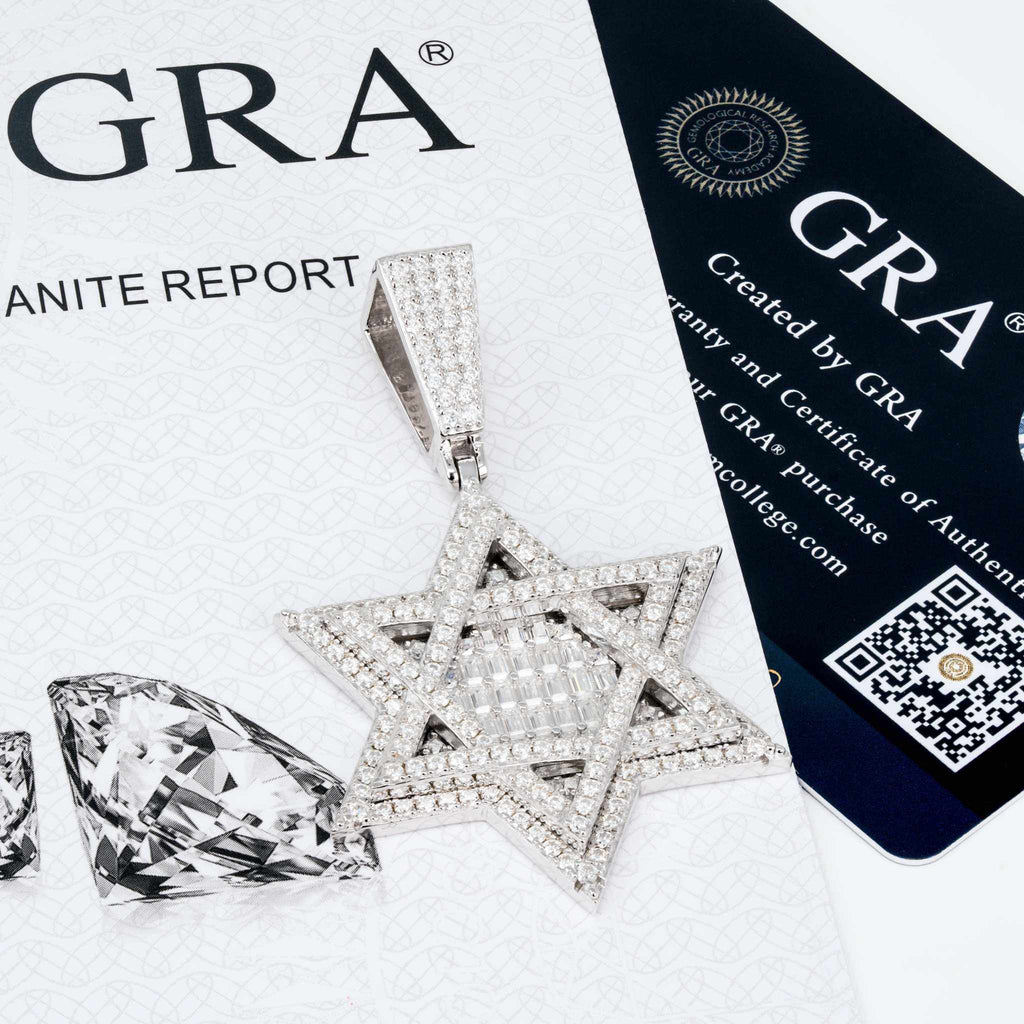 Moissanite Star Of David Pendant Solid 925 Sterling Silver - Che Cose Belle