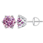Colored Moissanite Screw-Back Stud Earrings
