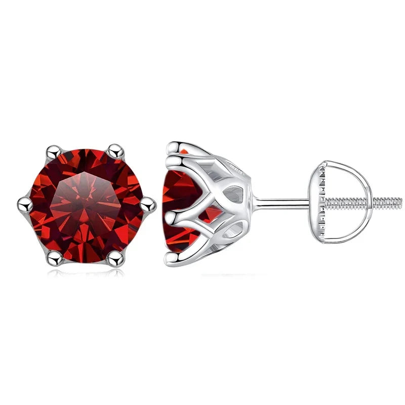 Colored Moissanite Screw-Back Stud Earrings