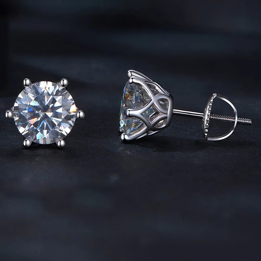 Colored Moissanite Screw-Back Stud Earrings