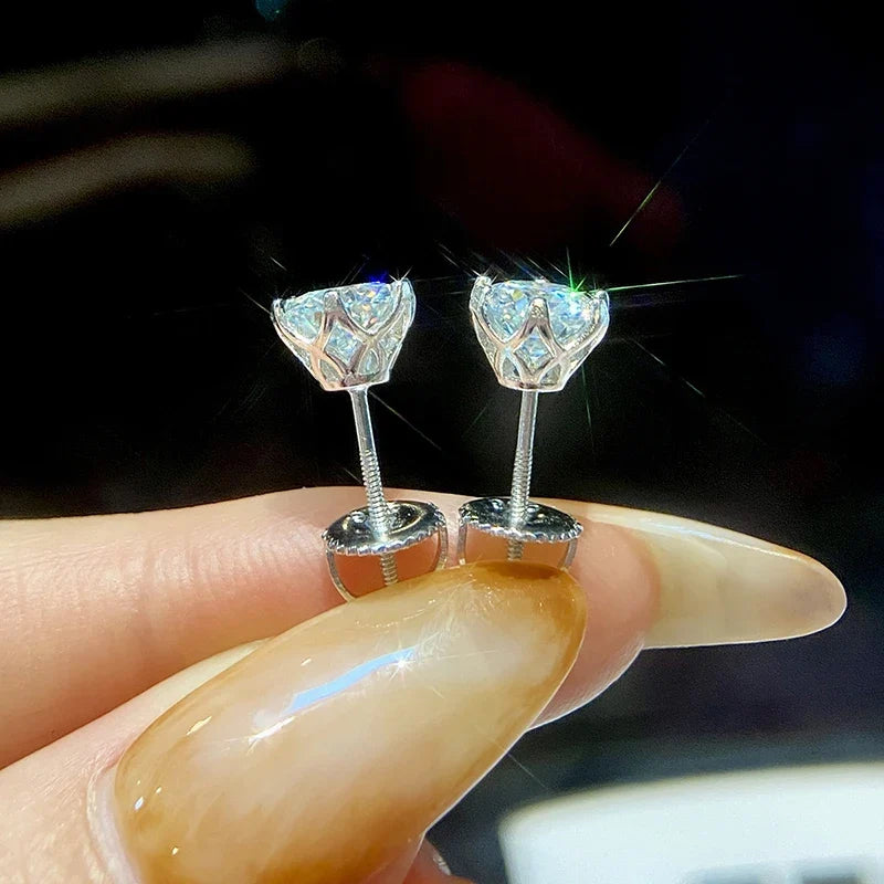 Colored Moissanite Screw-Back Stud Earrings