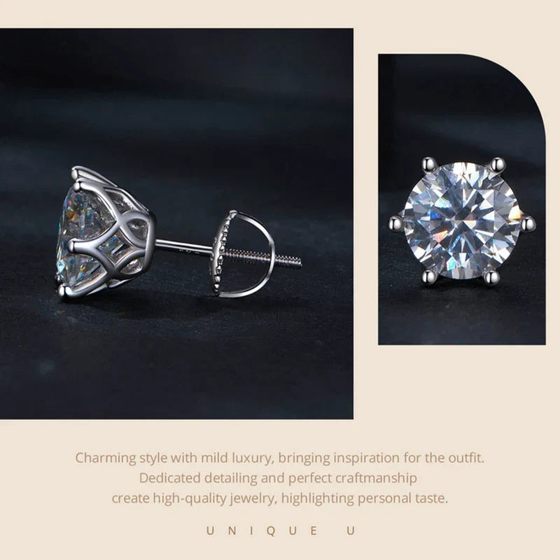 Colored Moissanite Screw-Back Stud Earrings