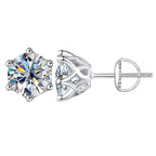 Colored Moissanite Screw-Back Stud Earrings
