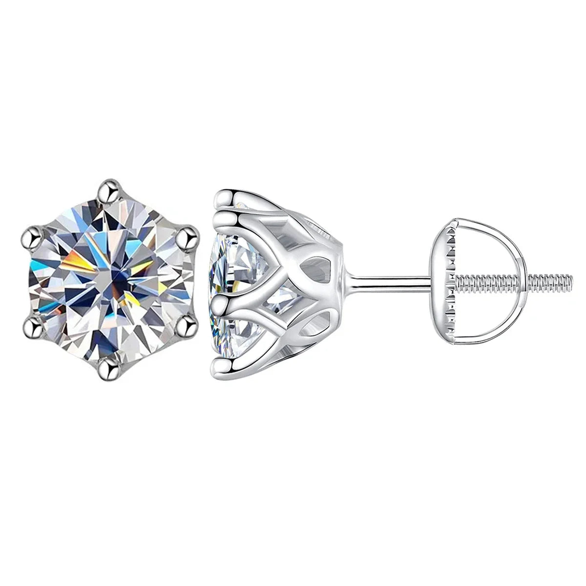 Colored Moissanite Screw-Back Stud Earrings