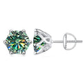 Colored Moissanite Screw-Back Stud Earrings