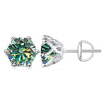 Colored Moissanite Screw-Back Stud Earrings
