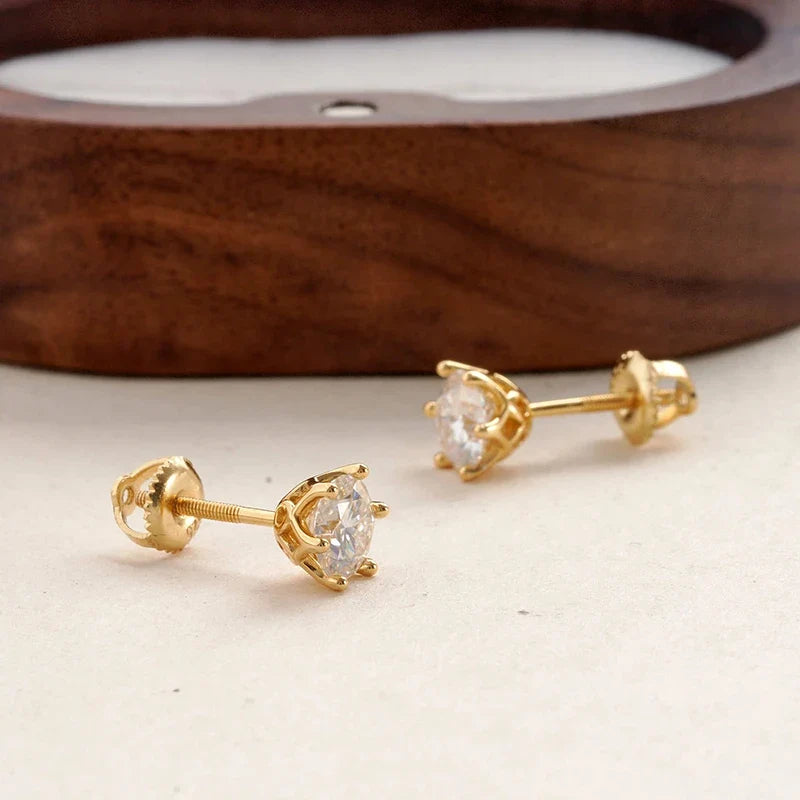 Colored Moissanite Screw-Back Stud Earrings