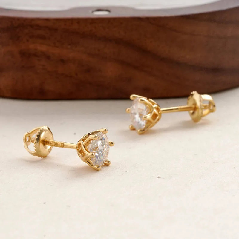 Colored Moissanite Screw-Back Stud Earrings