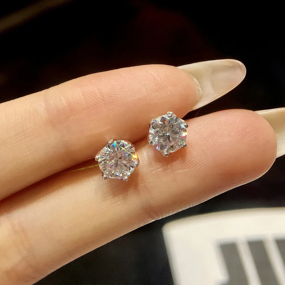Colored Moissanite Screw-Back Stud Earrings