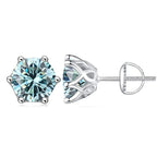 Colored Moissanite Screw-Back Stud Earrings