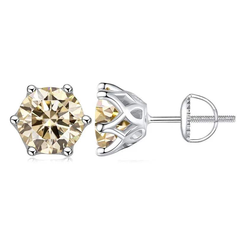 Colored Moissanite Screw-Back Stud Earrings