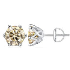 Colored Moissanite Screw-Back Stud Earrings