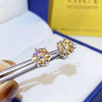 Colored Six-Prong Moissanite Stud Earrings in Sterling Silver