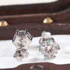 Colored Six-Prong Moissanite Stud Earrings in Sterling Silver
