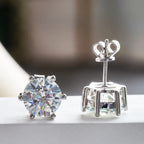 Colored Six-Prong Moissanite Stud Earrings in Sterling Silver